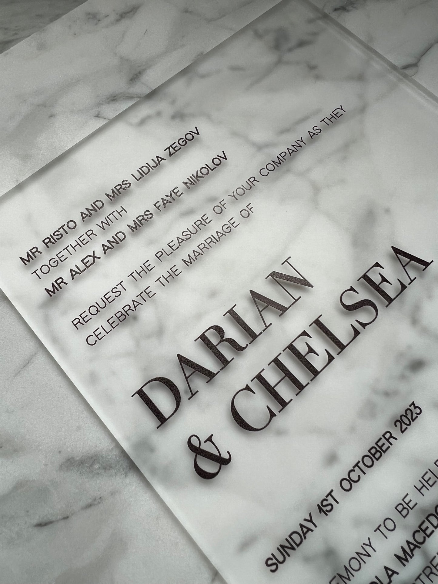 A5 Frosted Clear Acrylic Invitation
