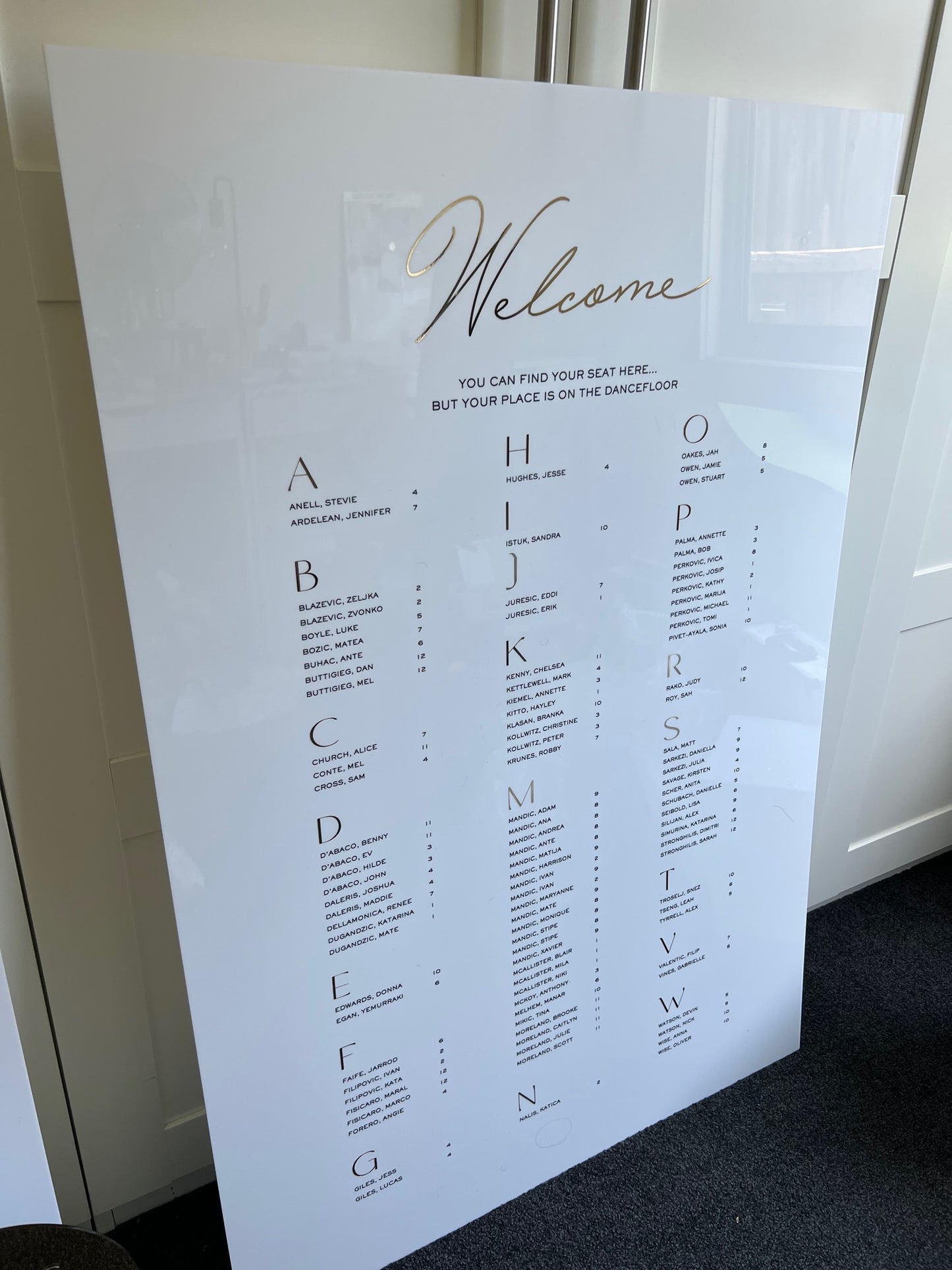 A0 Large Acrylic Seating Chart