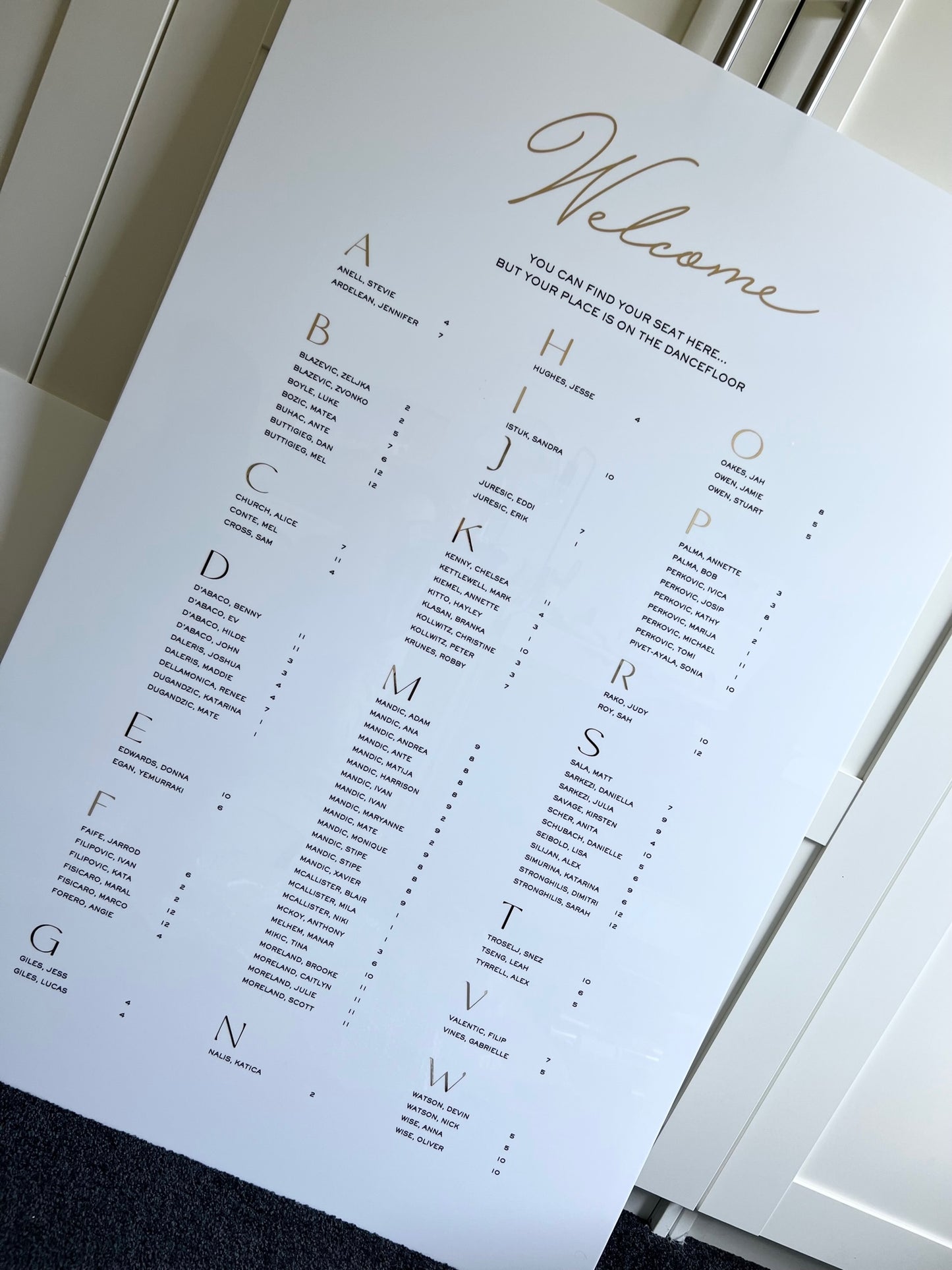 A0 Large Acrylic Seating Chart