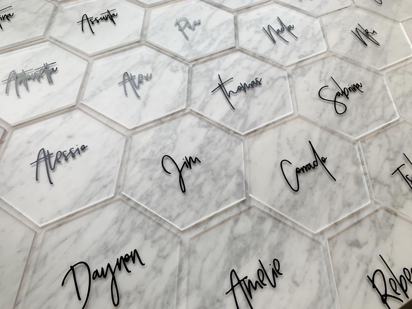 Clear Acrylic Hexagon Place Card