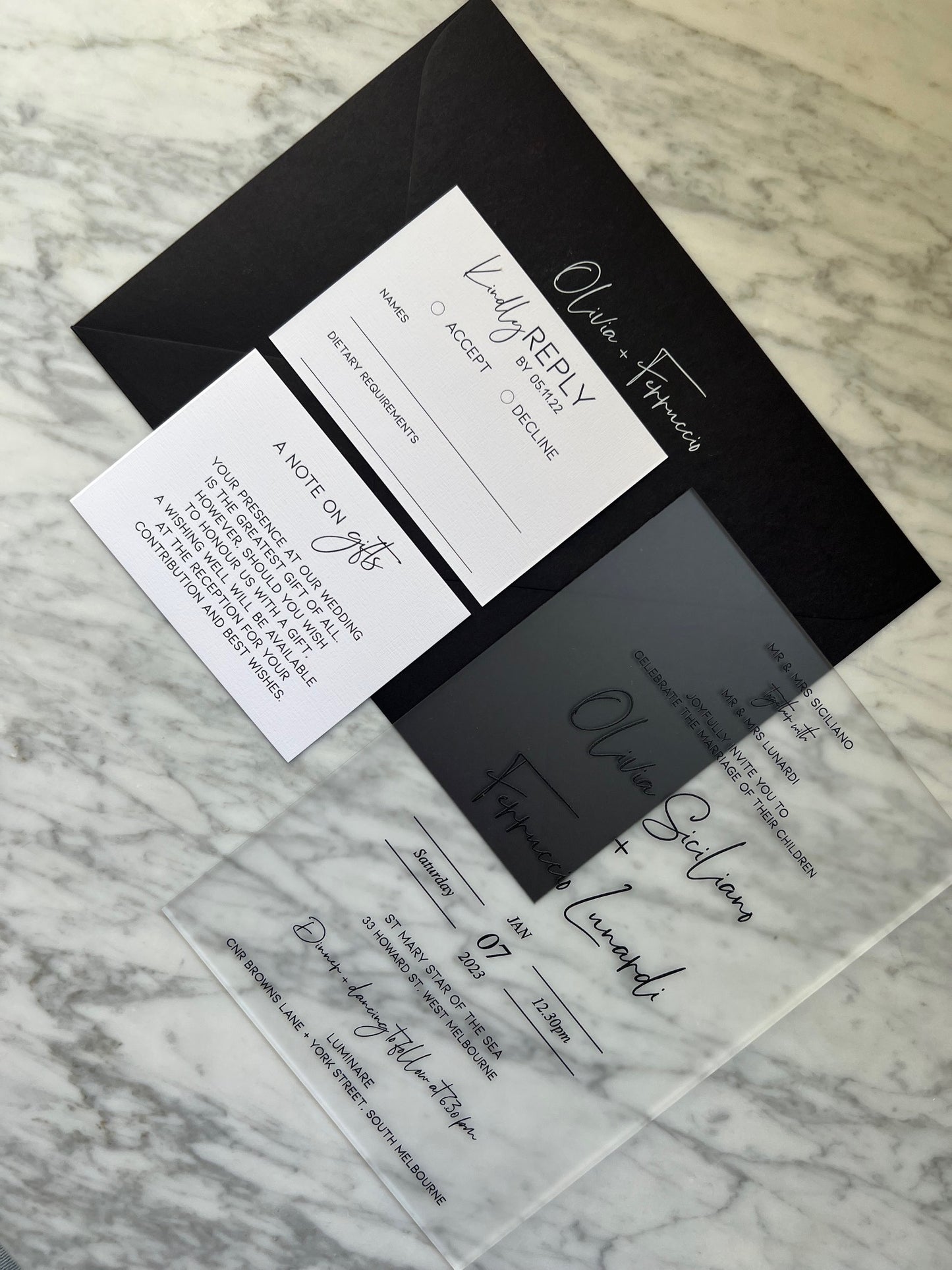 A5 Frosted Clear Acrylic Invitation
