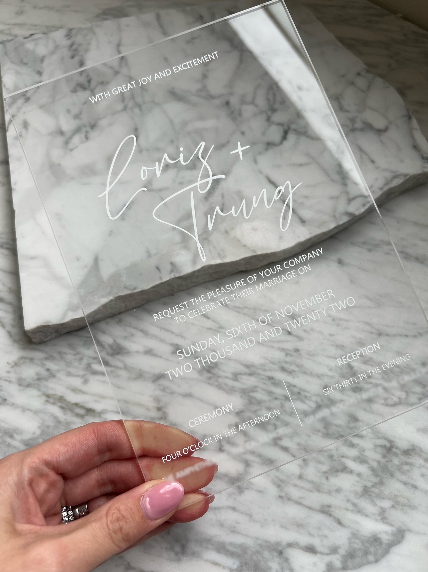 A5 Clear Acrylic Invitation