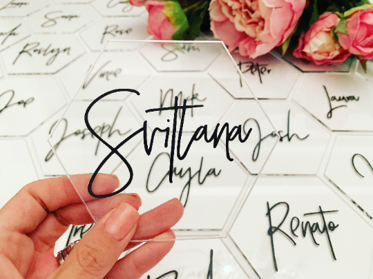 Clear Acrylic Hexagon Place Card