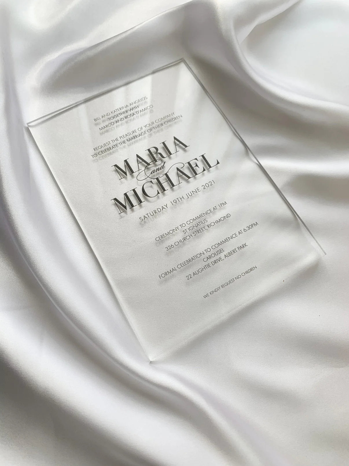 A6 Frosted Clear Acrylic Invitation