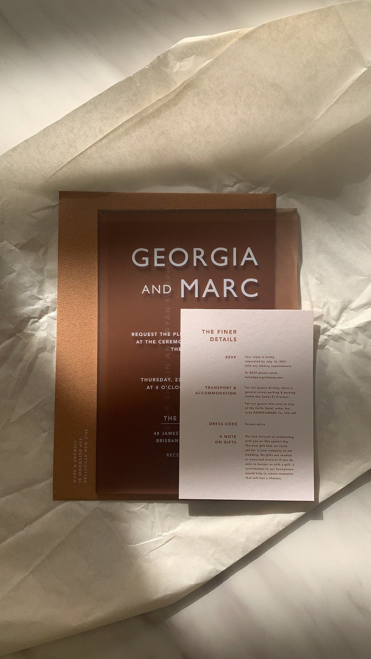 A5 Frosted Sandstone Acrylic Invitation
