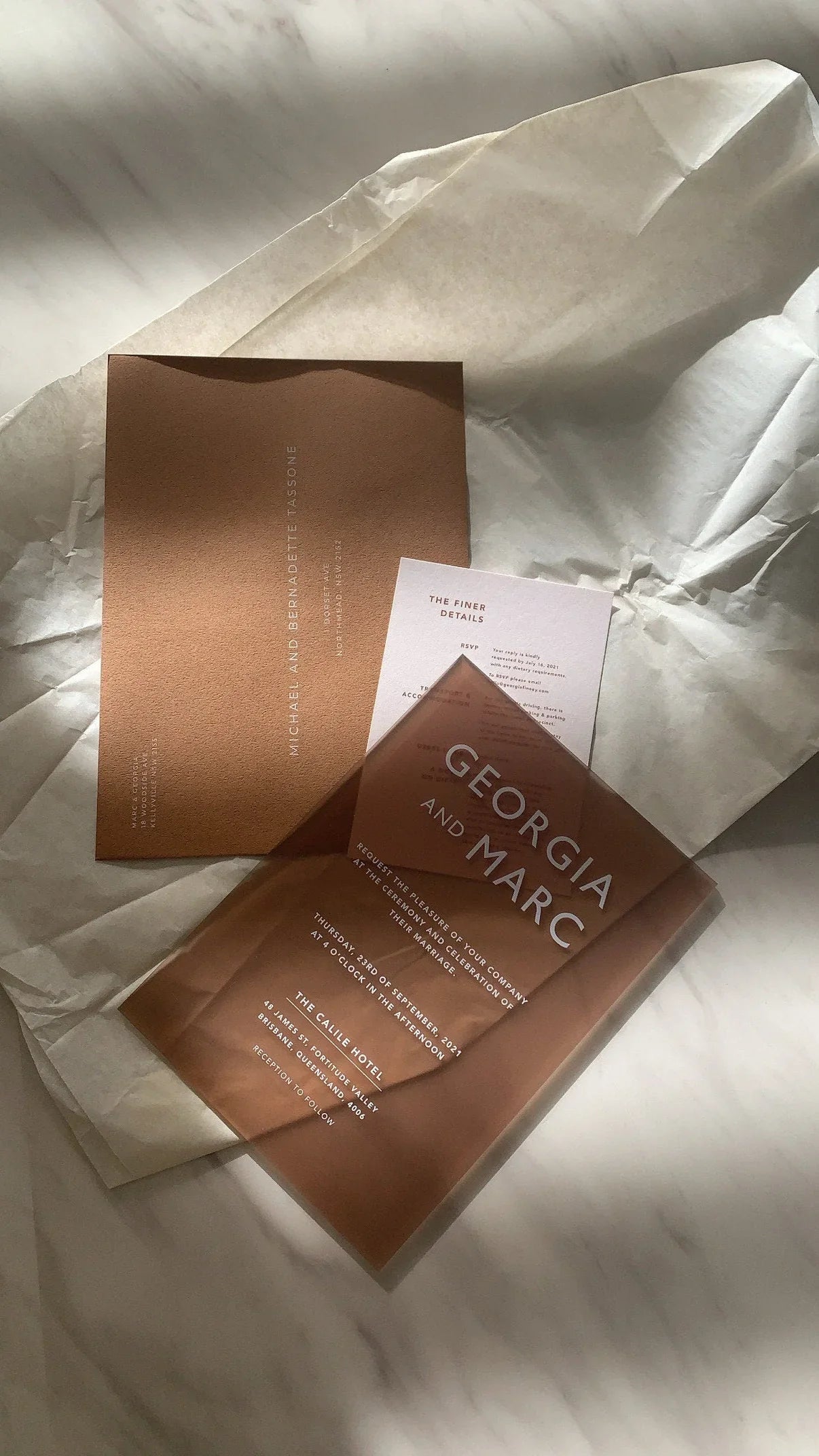 A5 Frosted Sandstone Acrylic Invitation