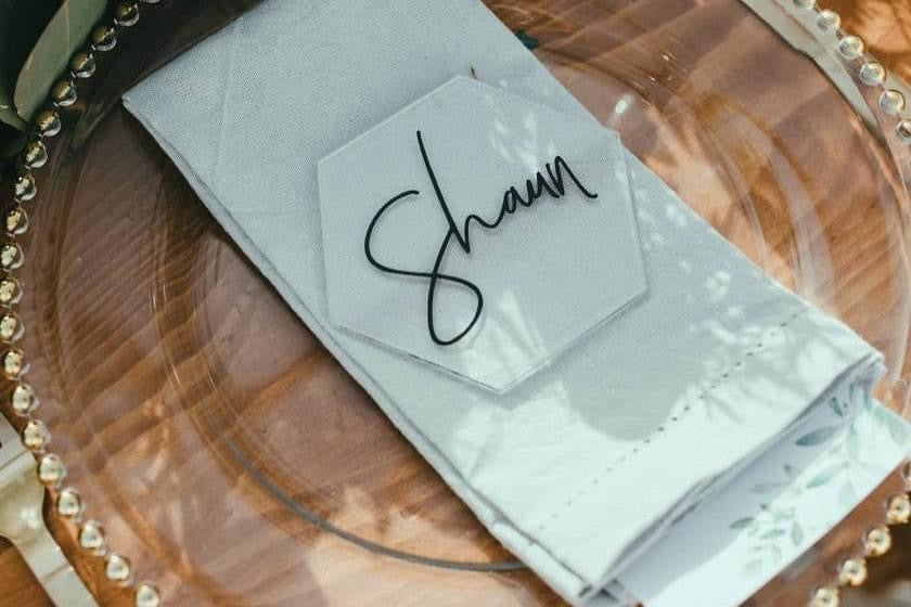 Clear Acrylic Hexagon Place Card