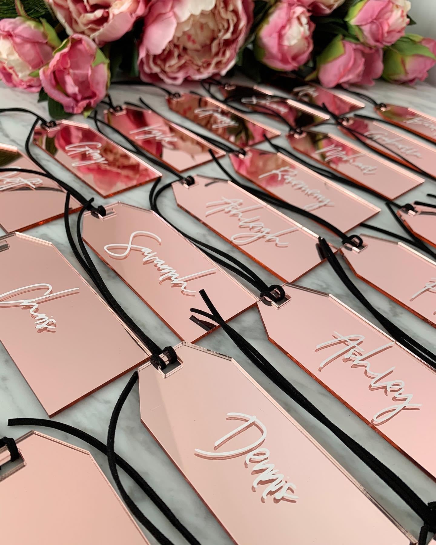 Rose Gold Mirror Acrylic Luggage Tag