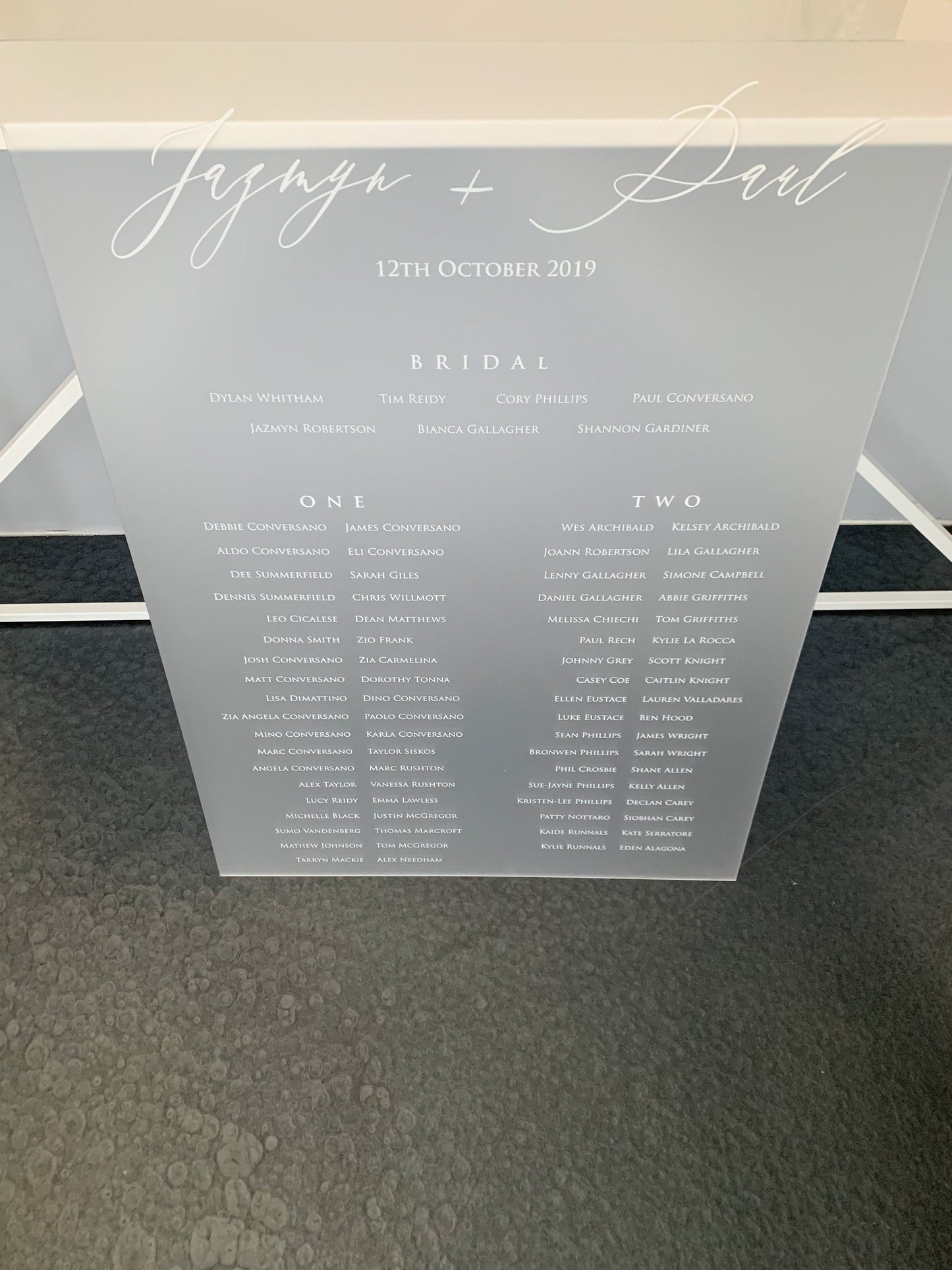 A1 Acrylic Seating Chart