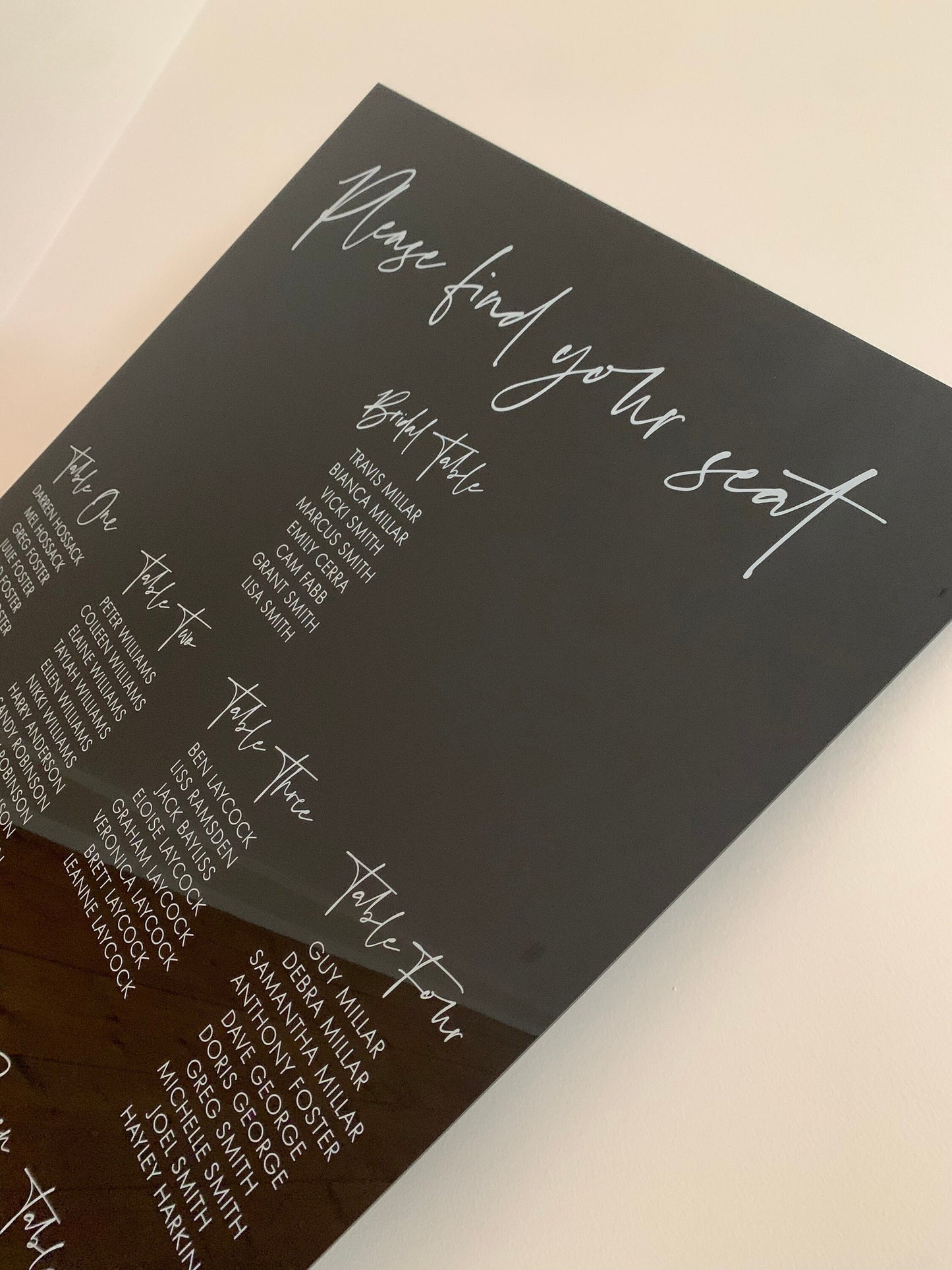 A1 Acrylic Seating Chart