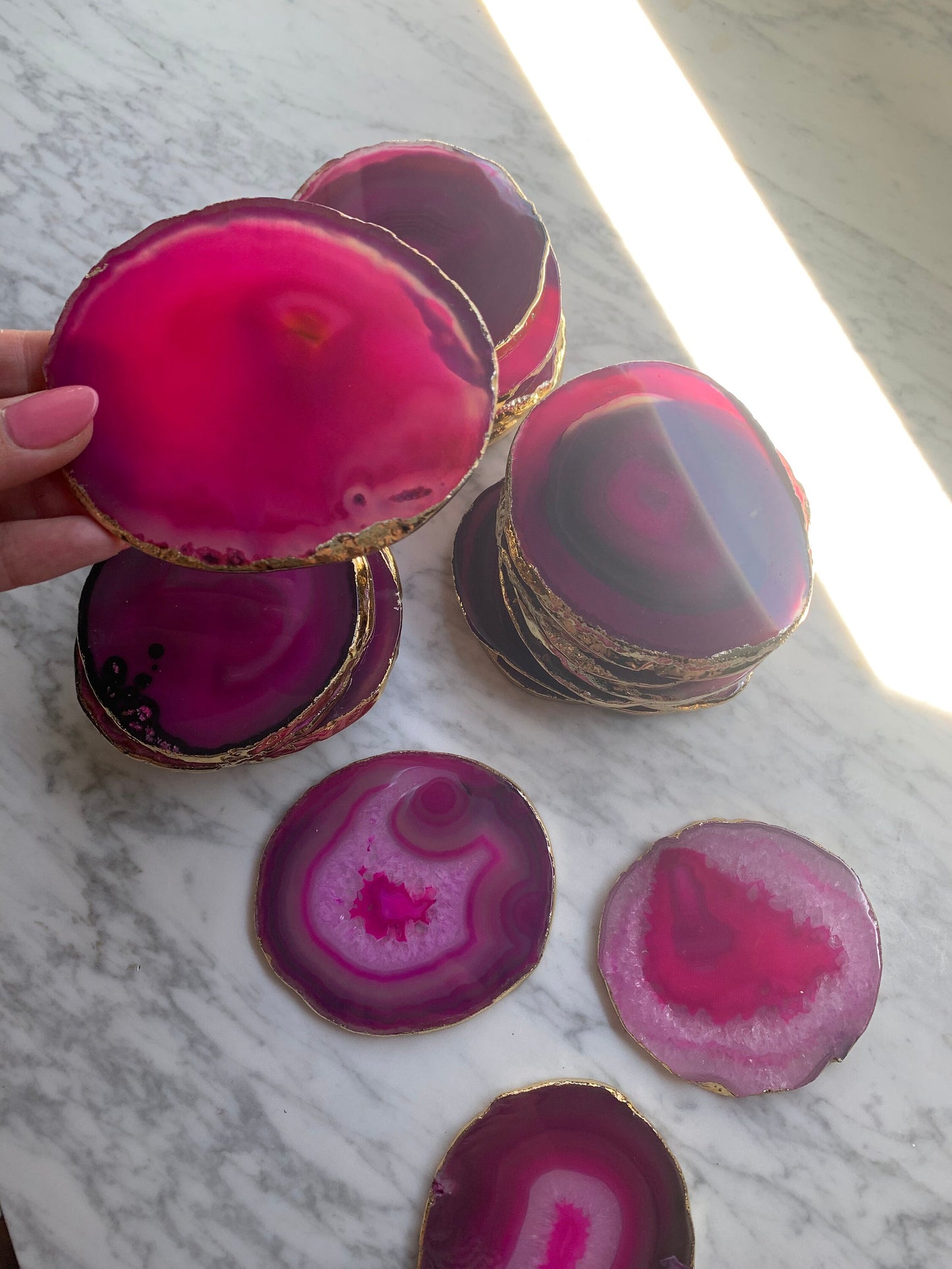 Pink Agate Slice Place Card Coaster - Clearance