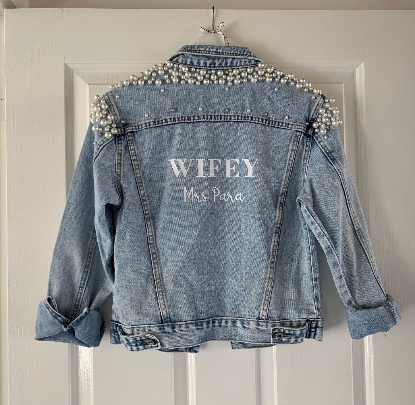 Pearl Diamonte Beaded Denim Jacket