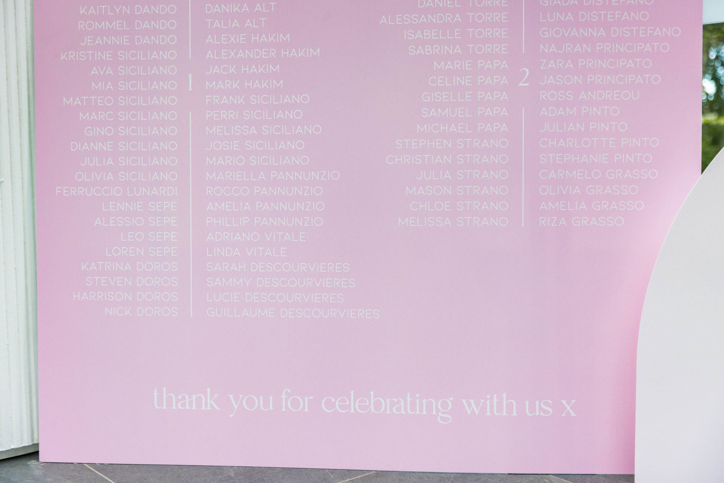 Seating Chart Foam Board Sign