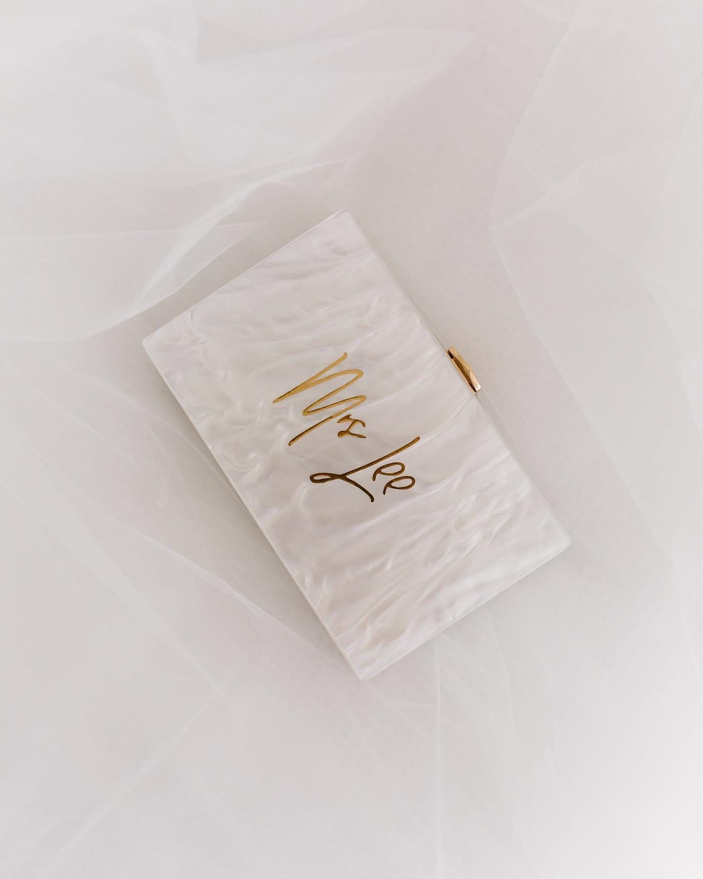 White Pearl Acrylic Clutch