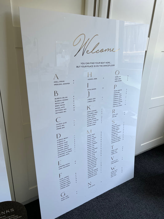 A0 Large Acrylic Seating Chart
