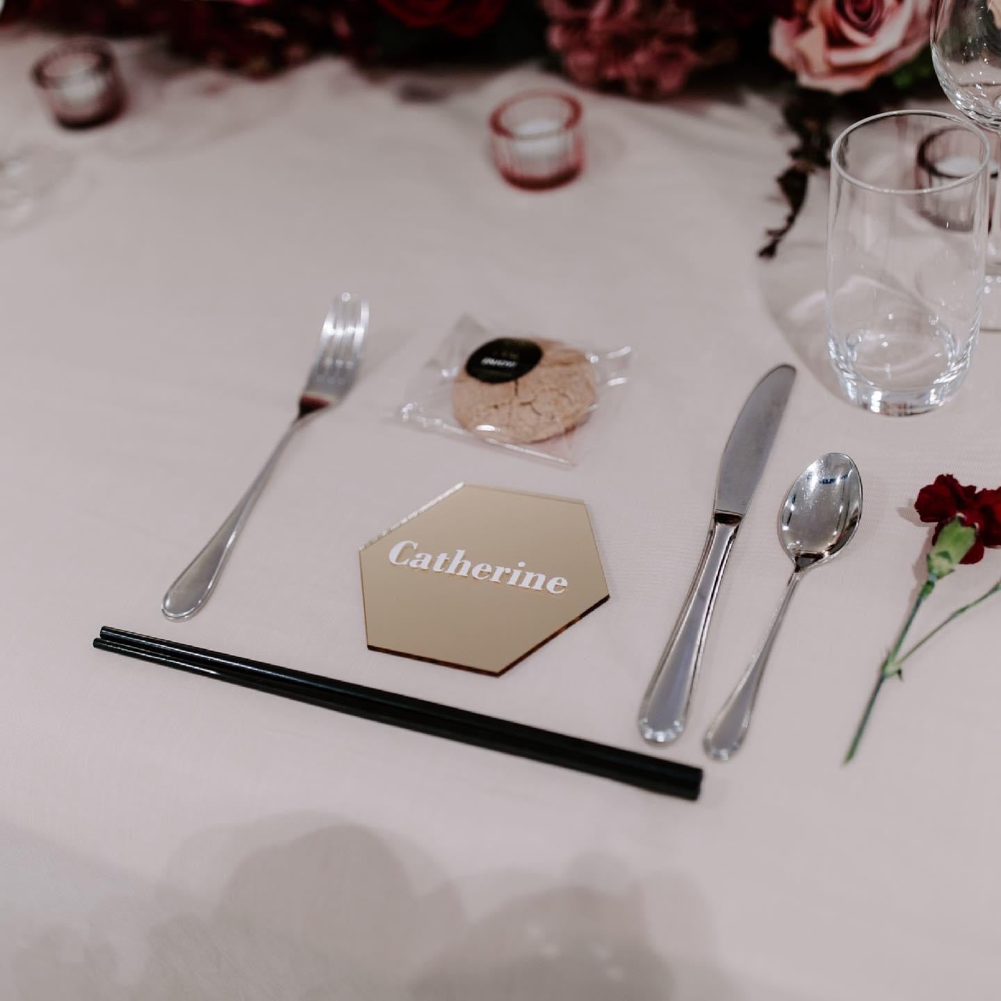 Gold Acrylic Hexagon Place Card