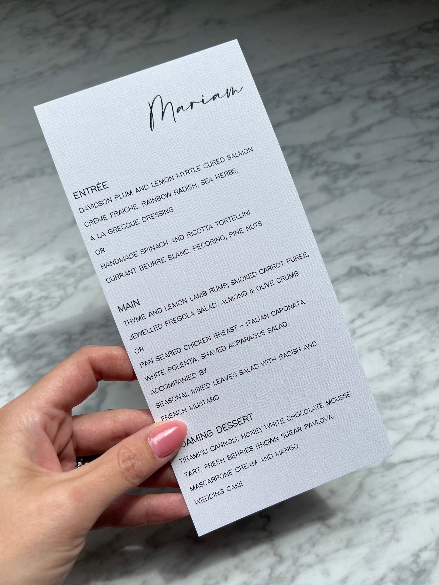 Rectangle Menu Card