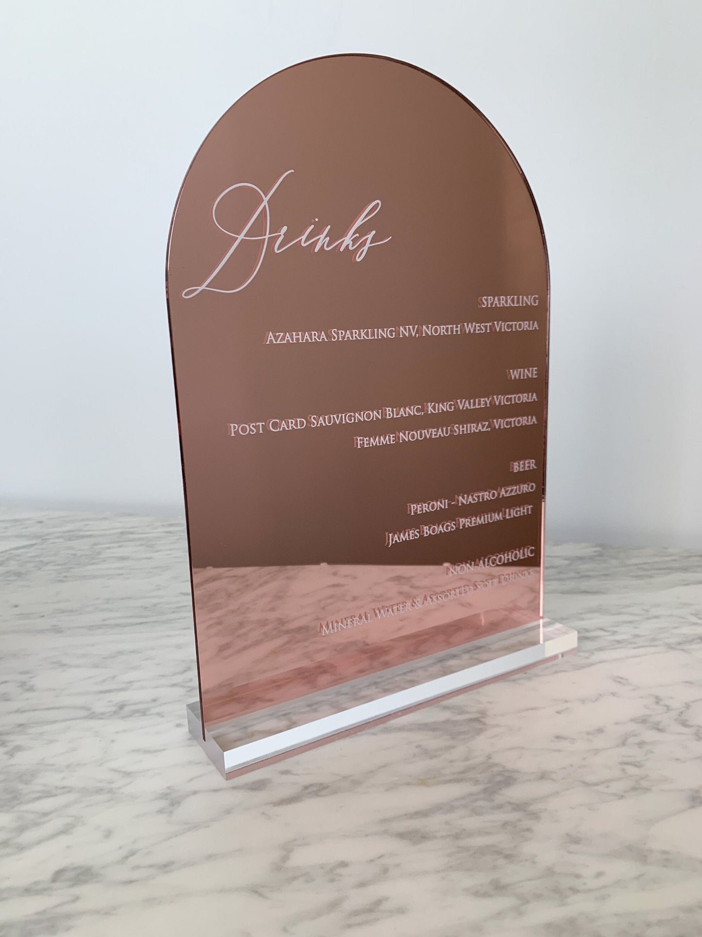 A4 Rose Gold Acrylic Sign