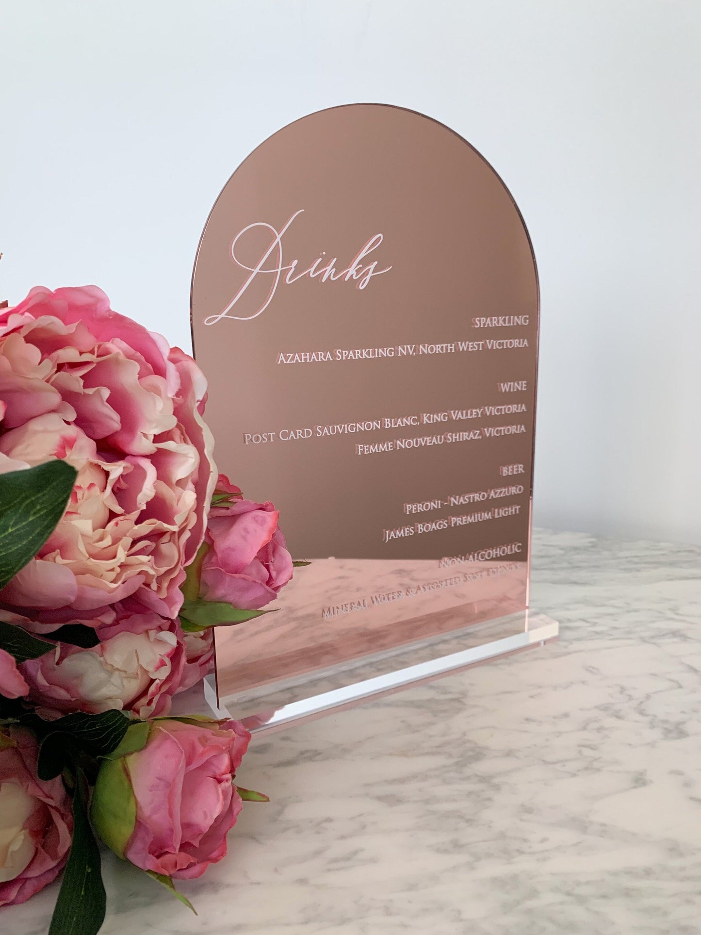 A4 Rose Gold Acrylic Sign