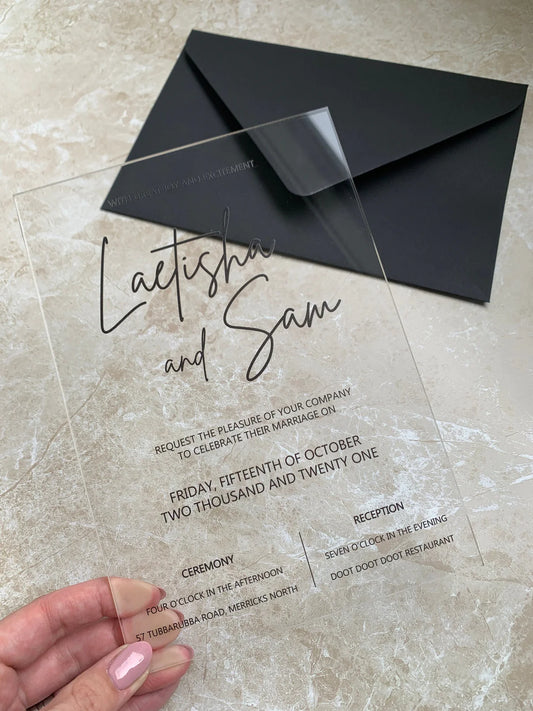 A5 Clear Acrylic Invitation