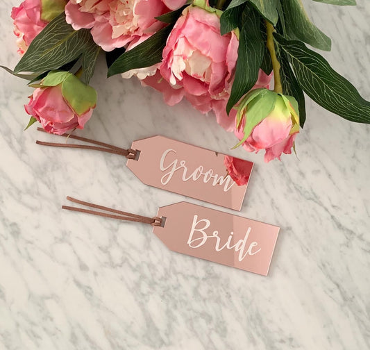 Rose Gold Mirror Acrylic Luggage Tag