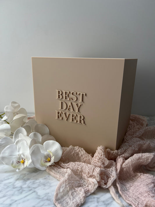 Seamless “Best Day Ever” Matte Beige 3D Acrylic Wishing Well Box