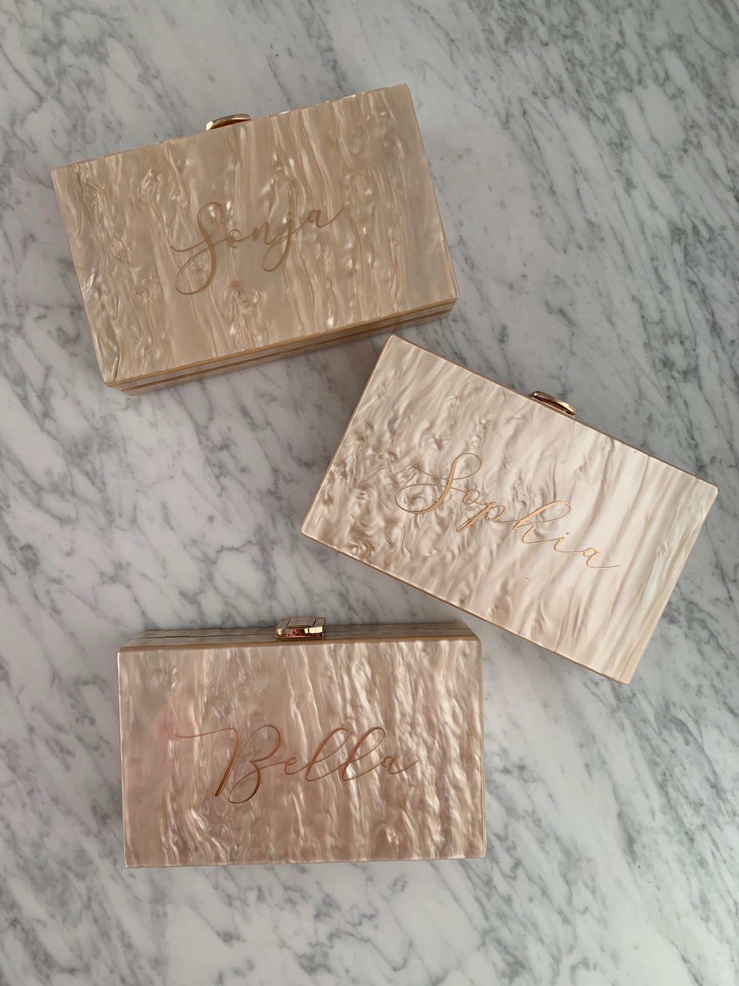 Beige Pearl Acrylic Clutch Bag