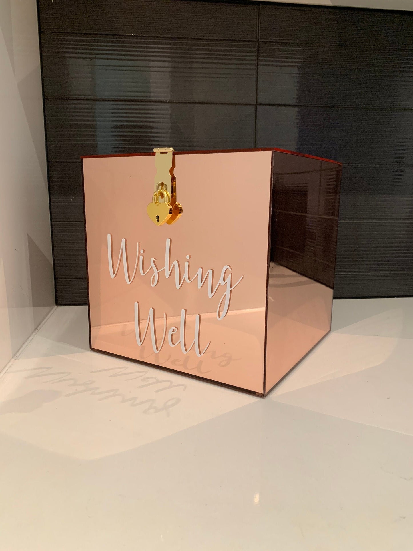Rose Gold Acrylic Wishing Well Box