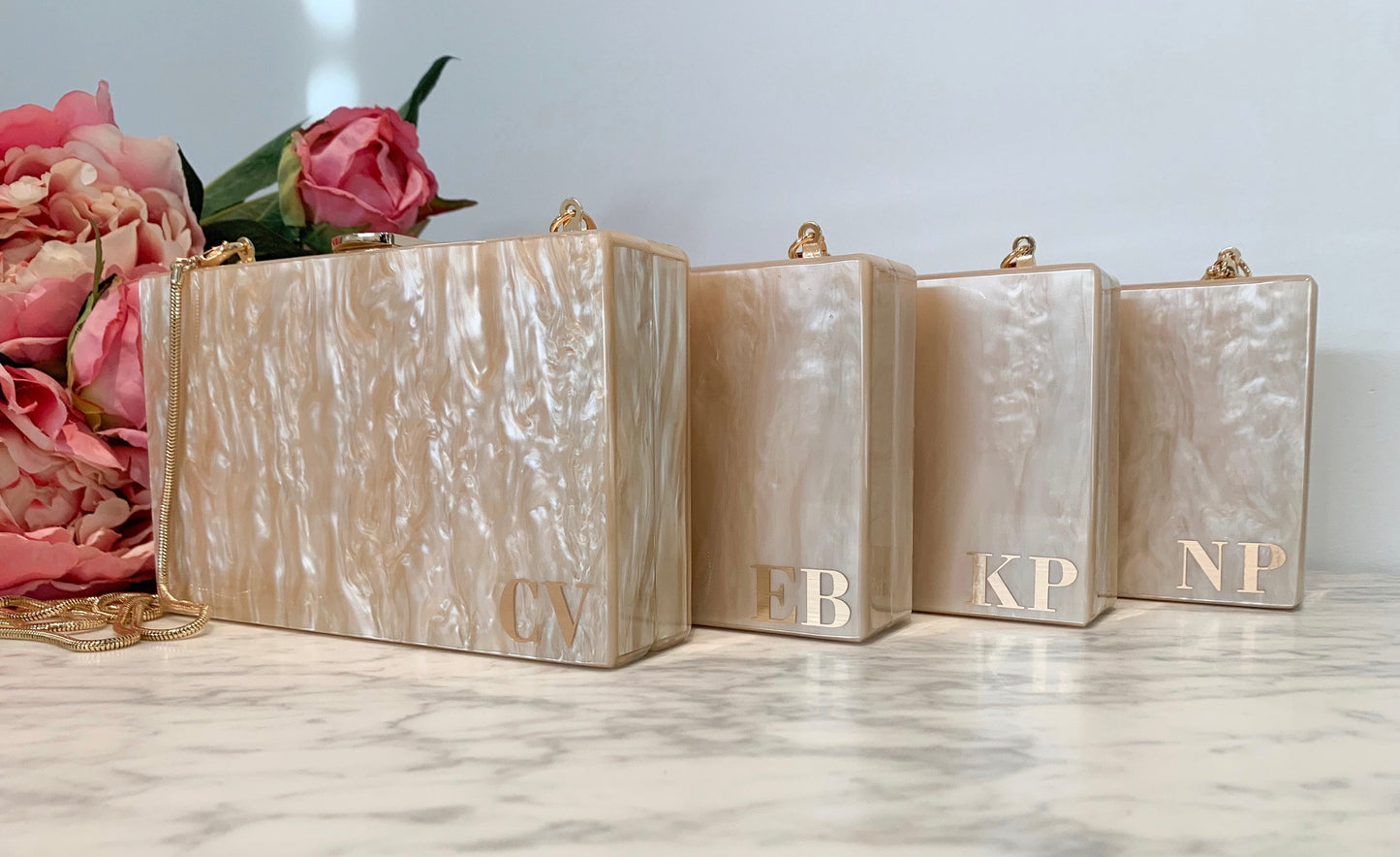 Beige Pearl Acrylic Clutch Bag