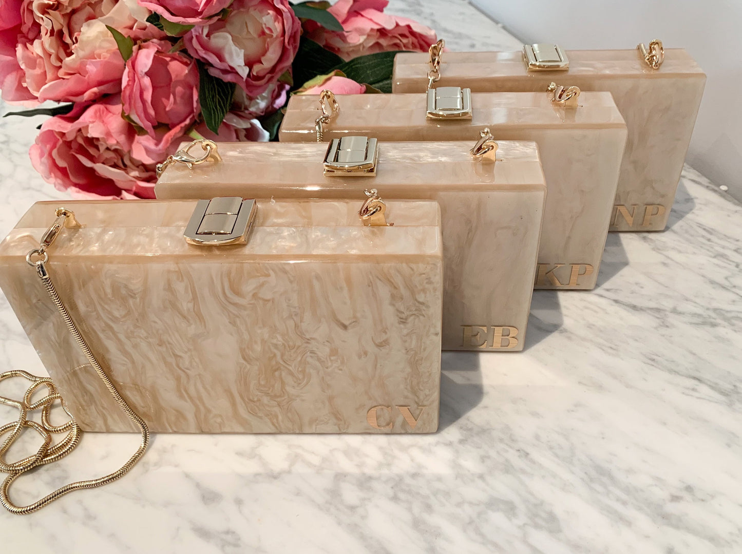 Beige Pearl Acrylic Clutch Bag