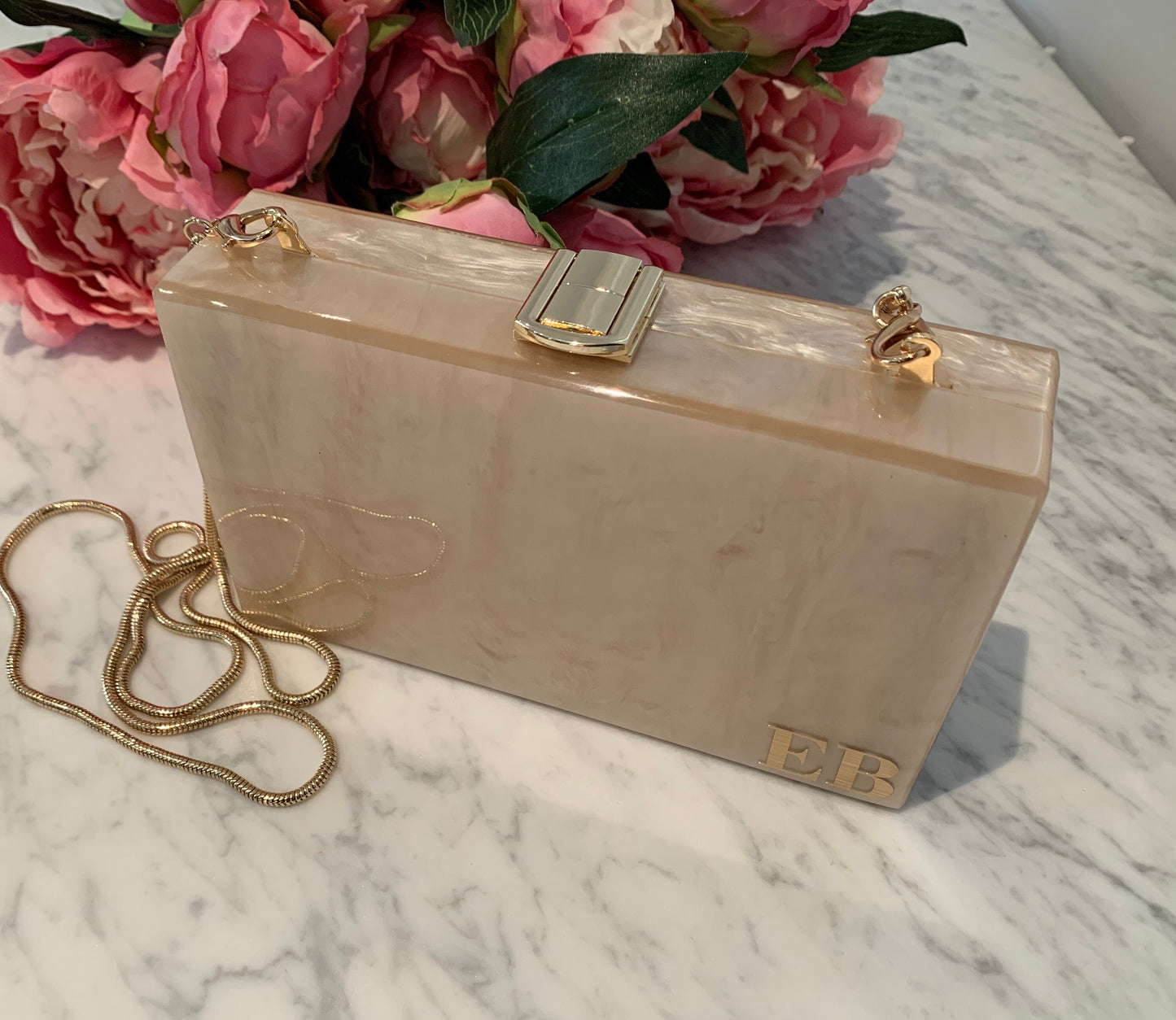 Beige Pearl Acrylic Clutch Bag