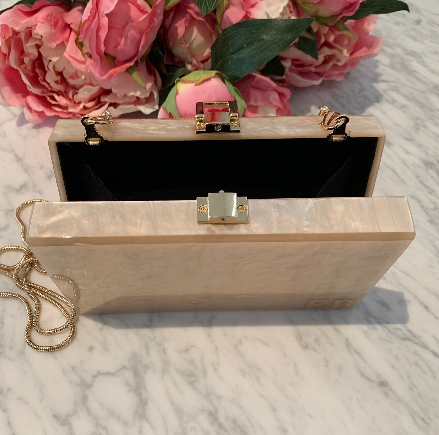 Beige Pearl Acrylic Clutch Bag