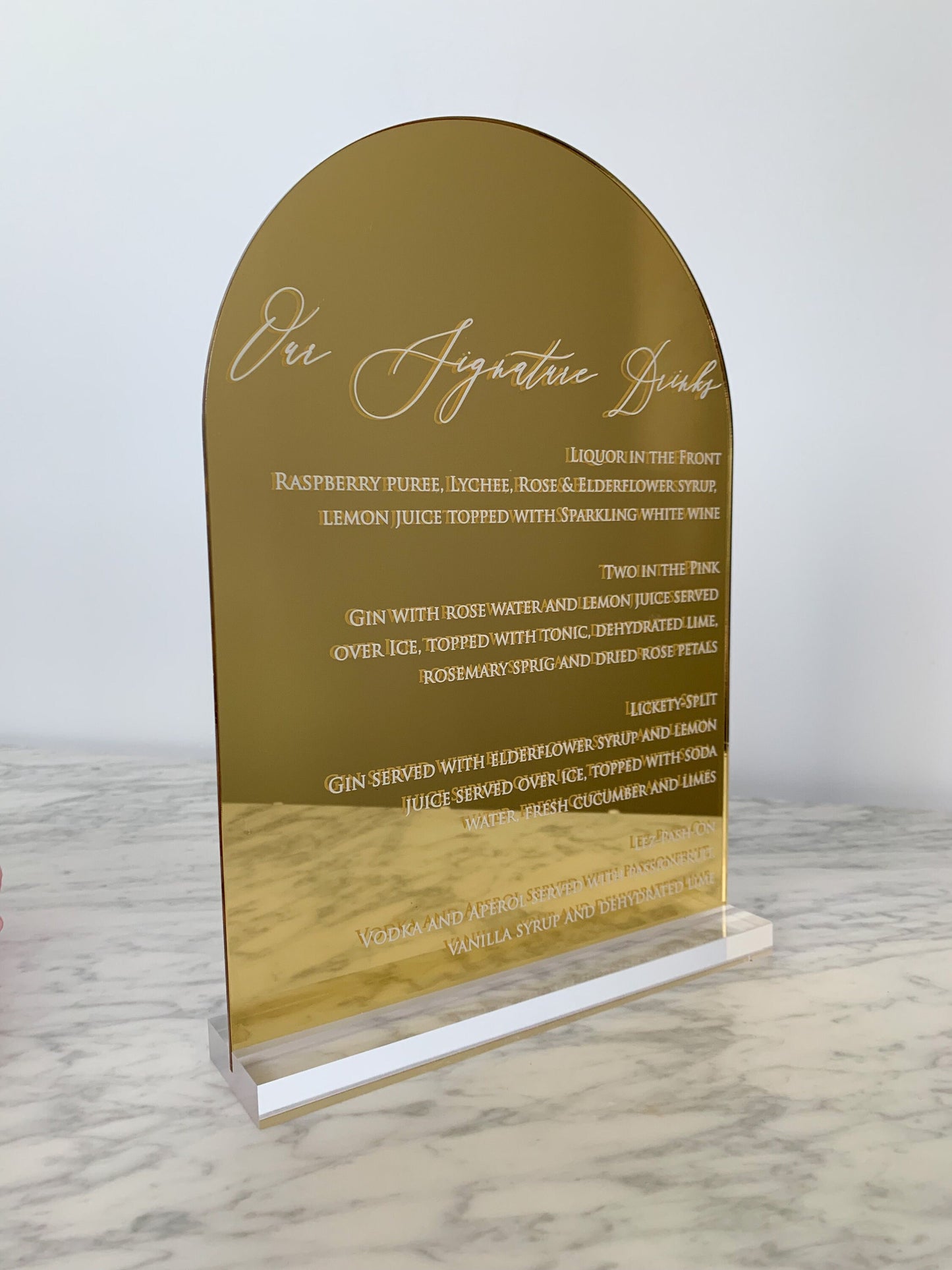 A4 Gold Acrylic Sign