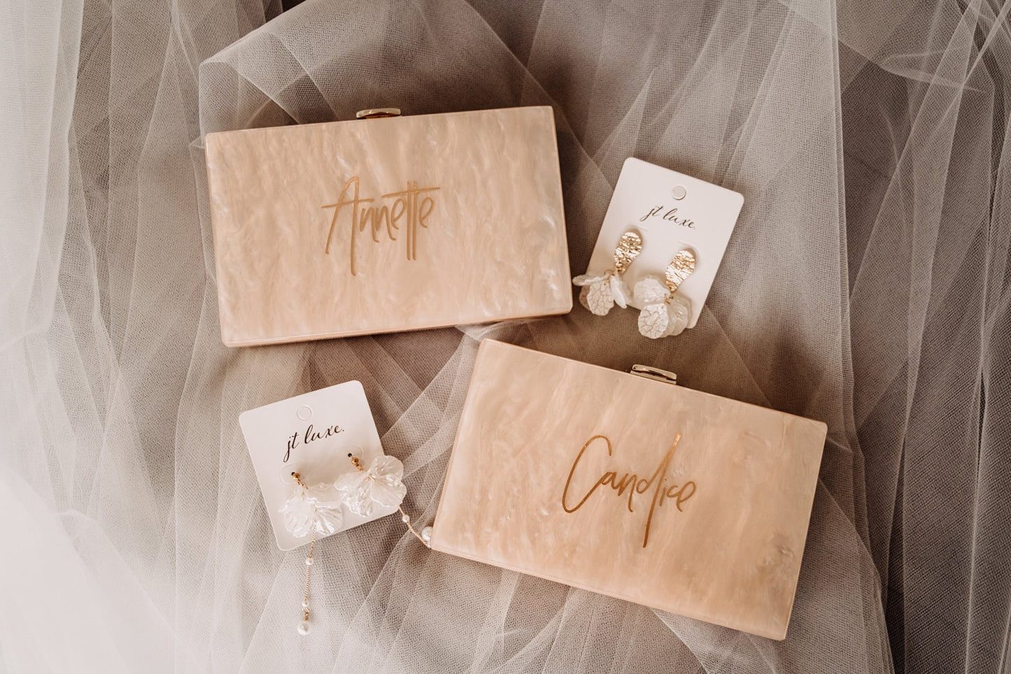 Beige Pearl Acrylic Clutch Bag