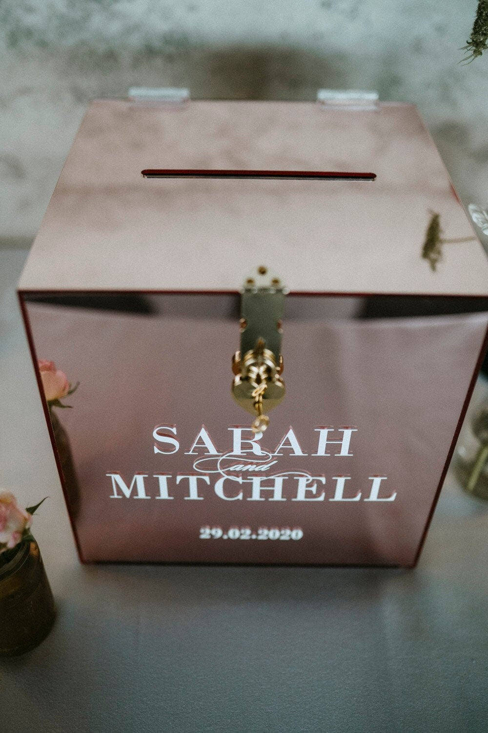 Rose Gold Acrylic Wishing Well Box