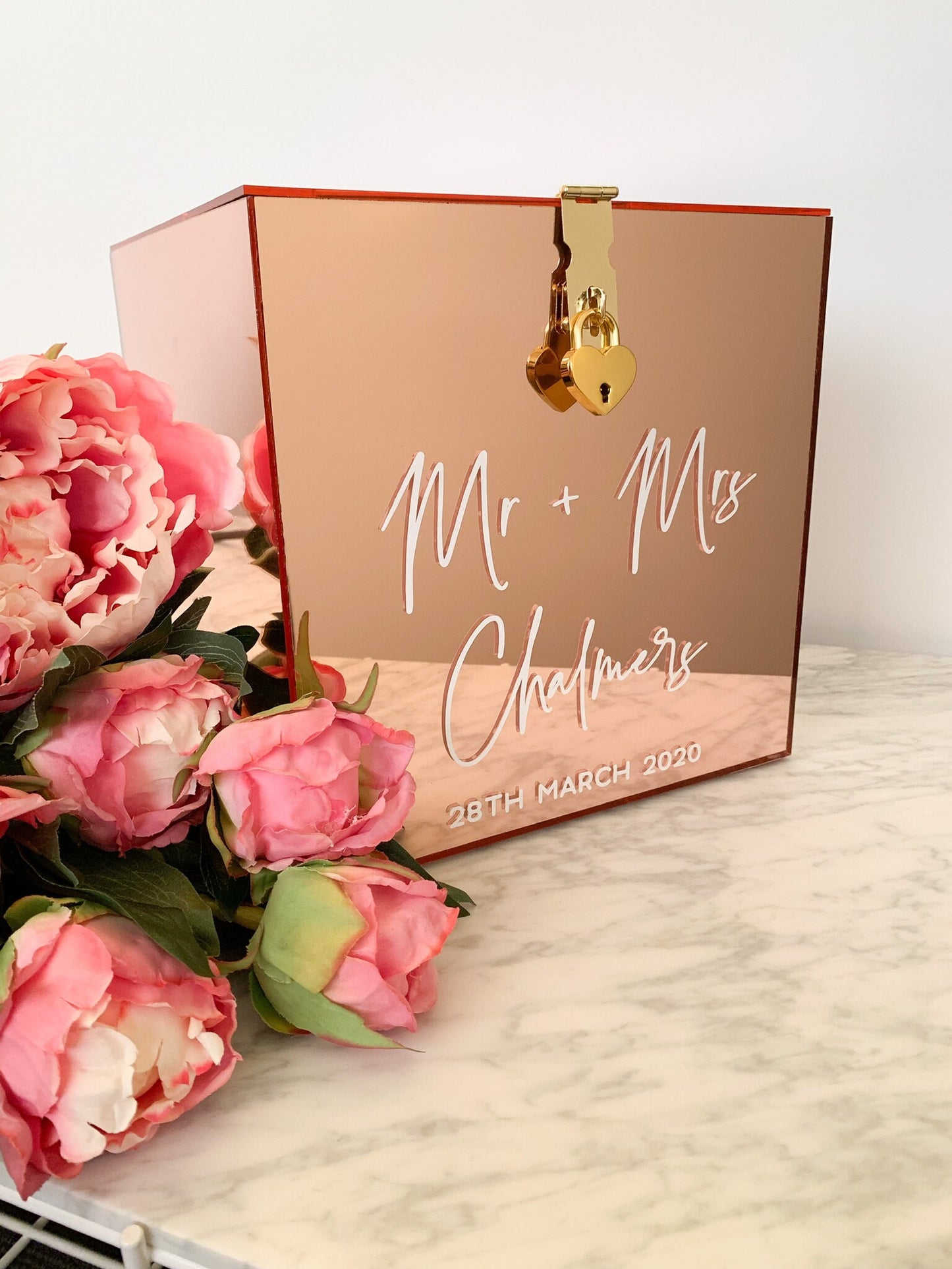 Rose Gold Acrylic Wishing Well Box