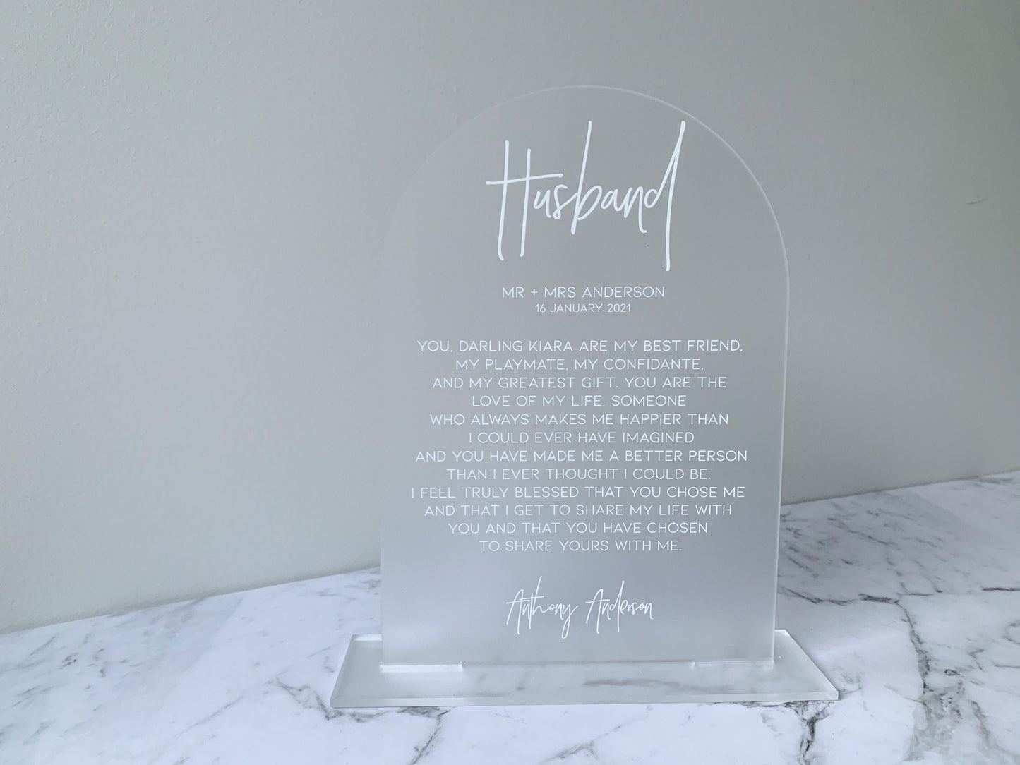 A5 Acrylic Vow Sign