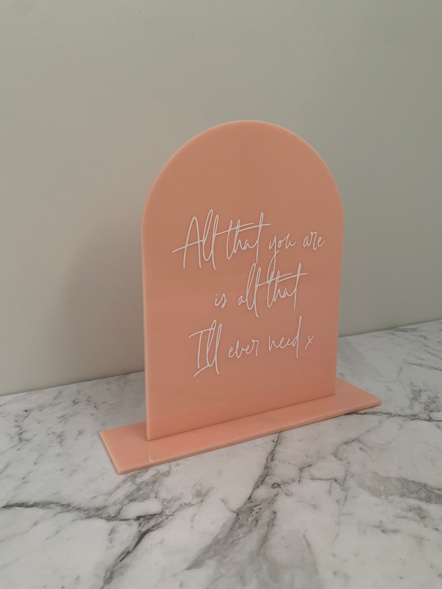 A5 Peach Acrylic Sign