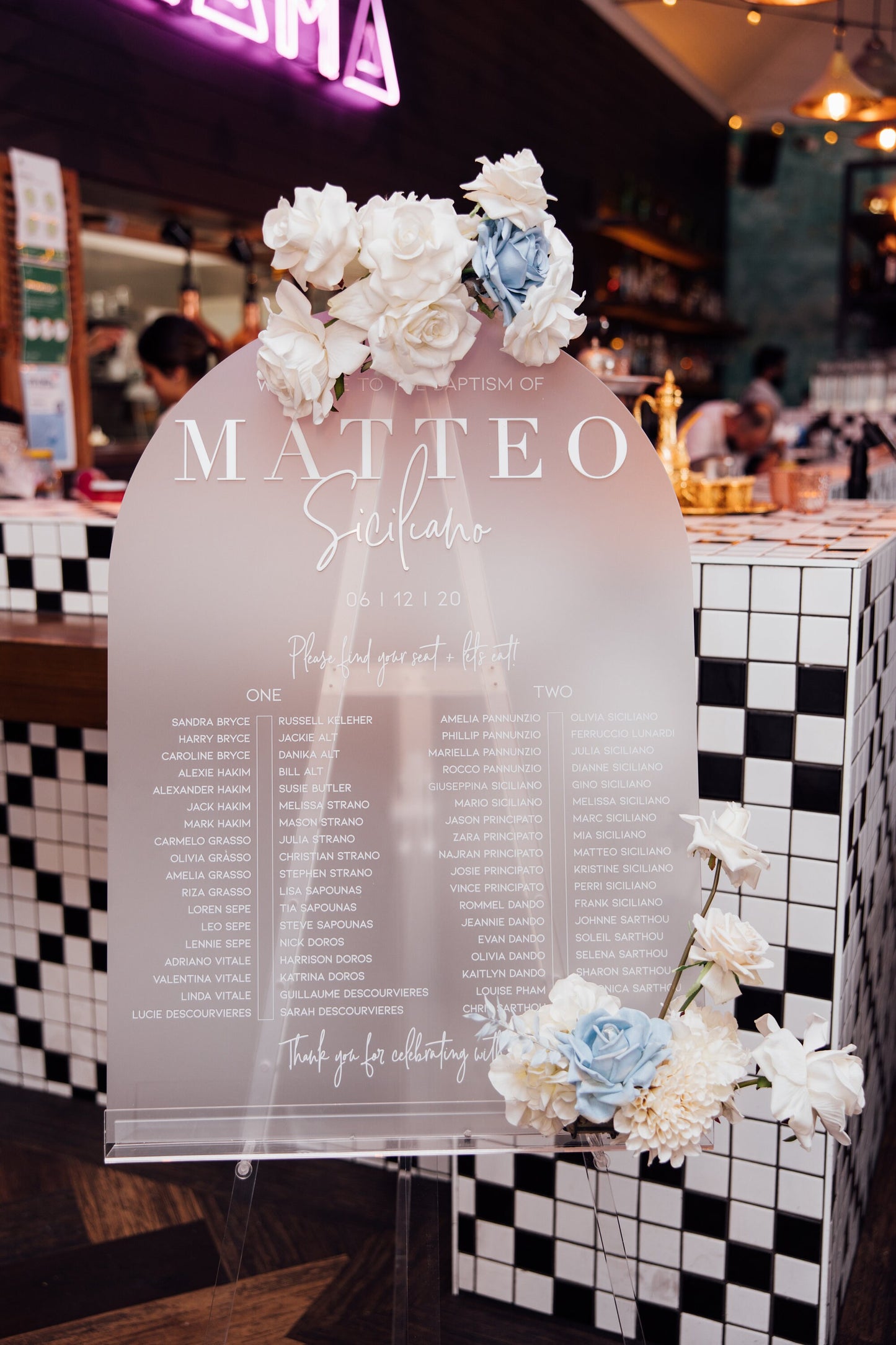 A1 Acrylic Seating Chart