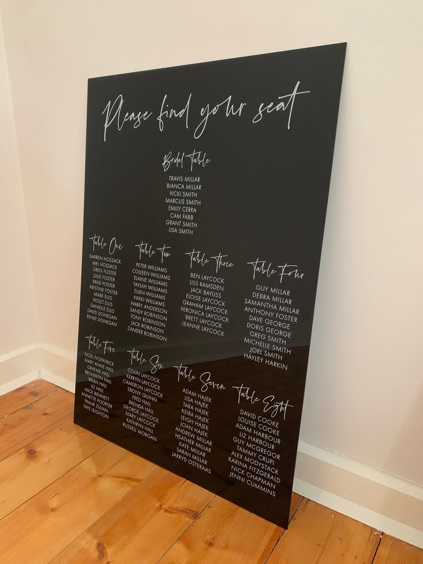 A1 Acrylic Seating Chart