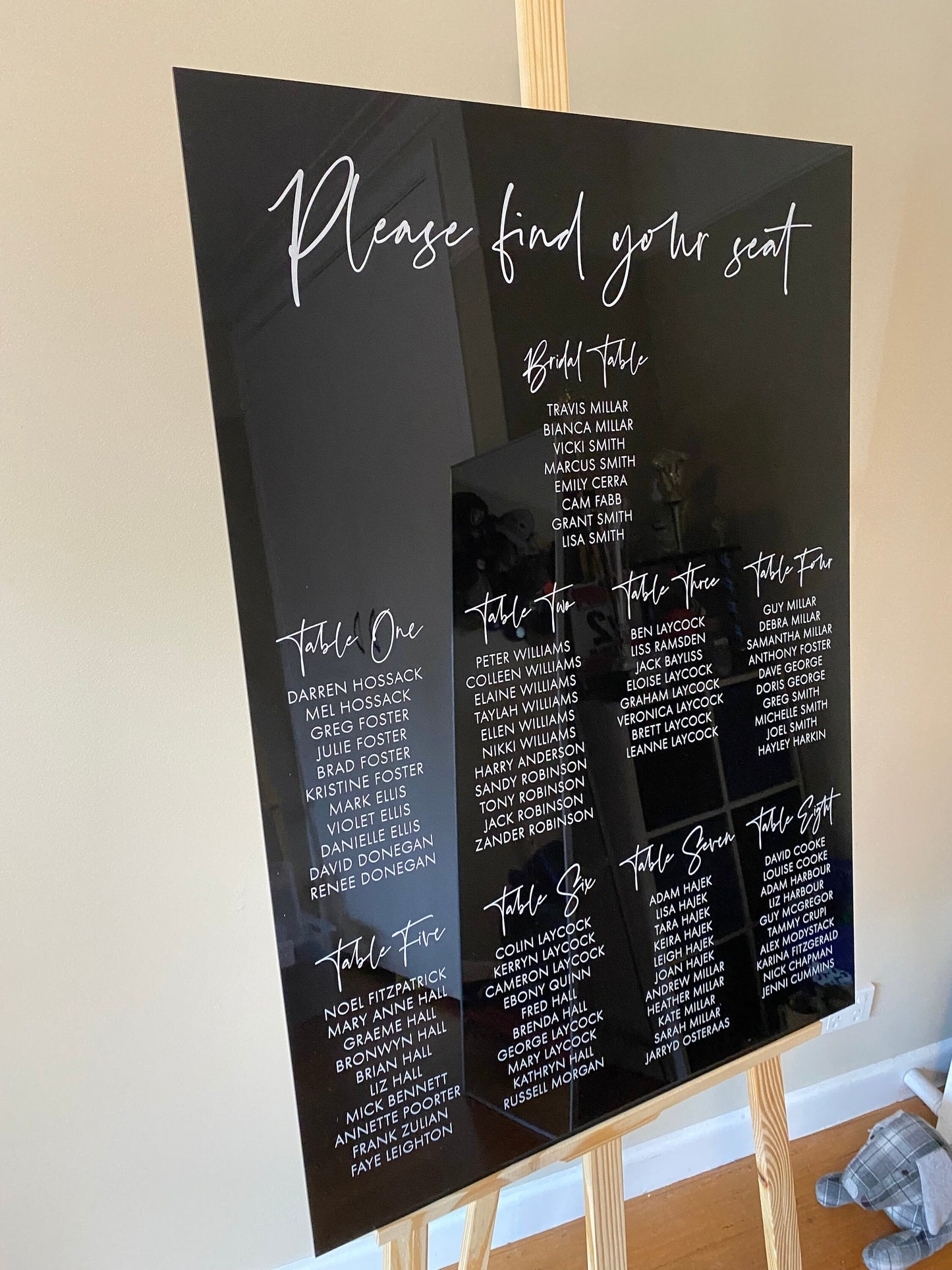 A1 Acrylic Seating Chart