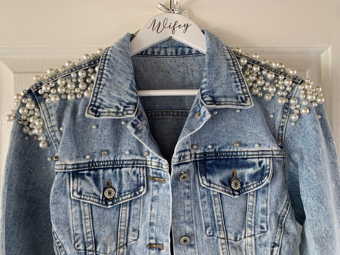 Pearl Diamonte Beaded Denim Jacket