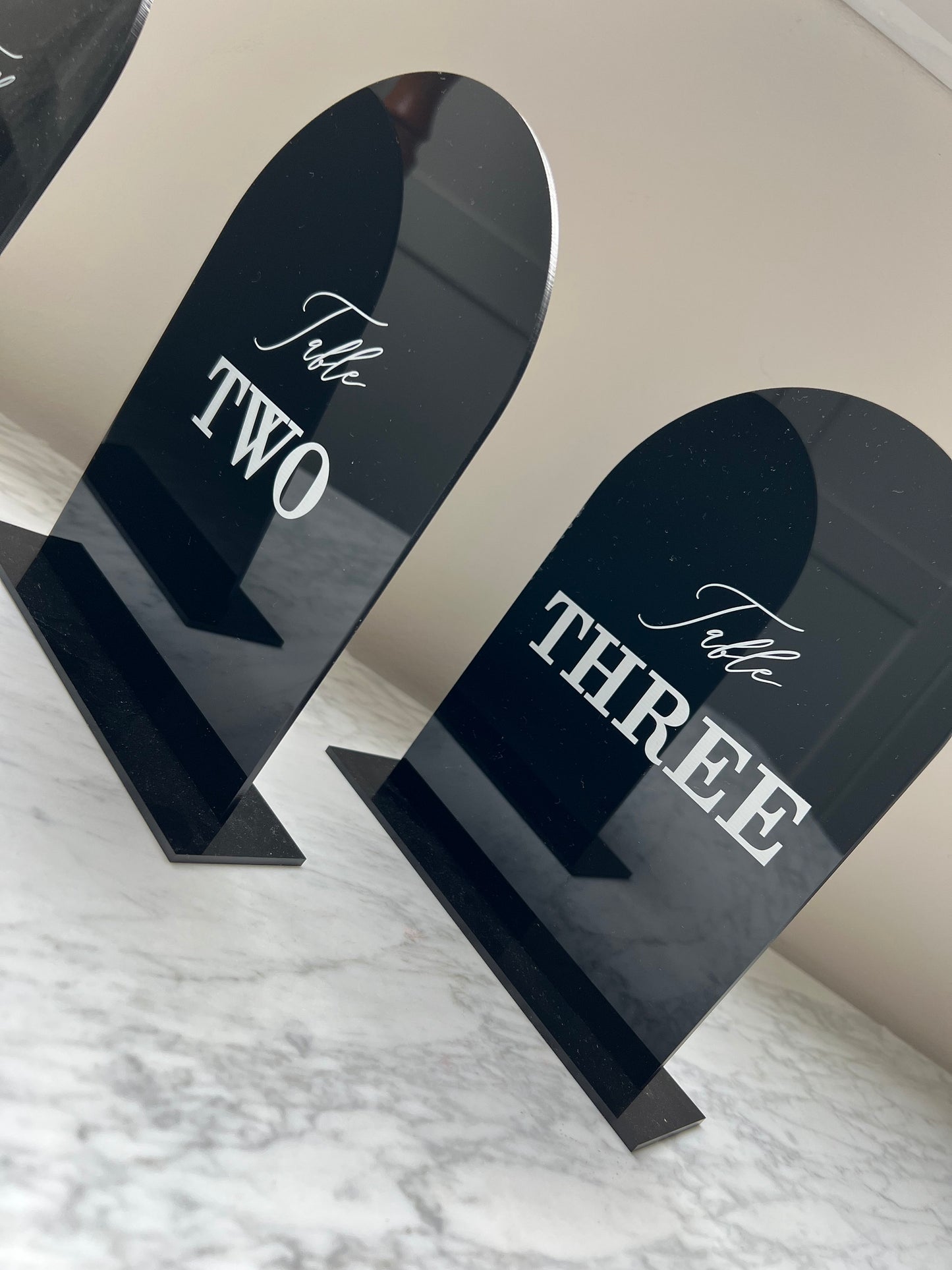 A5 Arch Table Number Acrylic Sign